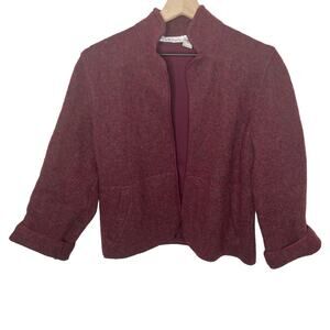 CIAO SPORT LTD VINTAGE Blazer Suit Jacket Shetland Wool Burgundy M Boxy Cropped